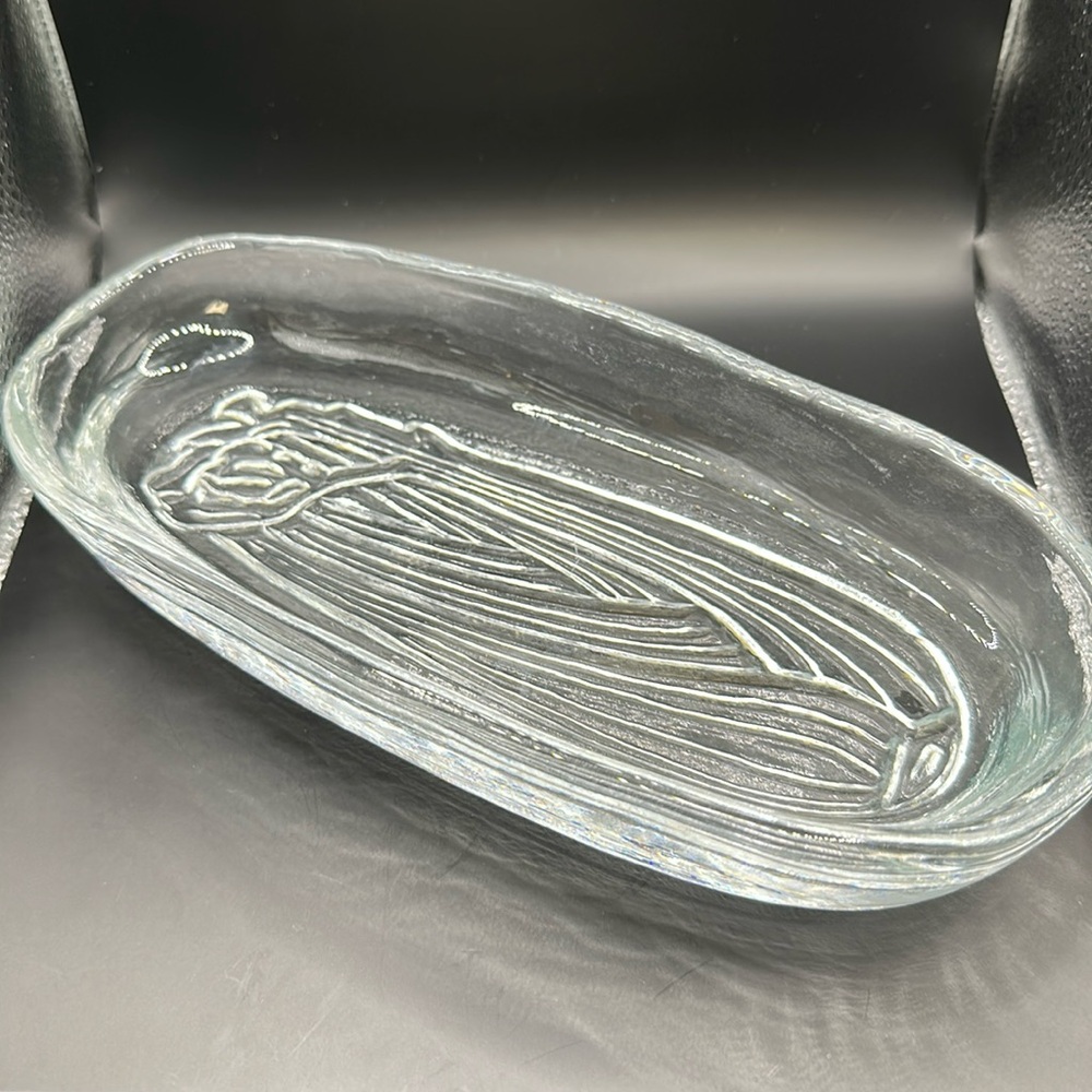 Pilgrim Glass Condiment Relish Serving Dish Tray Celery Clear Heavy Dish